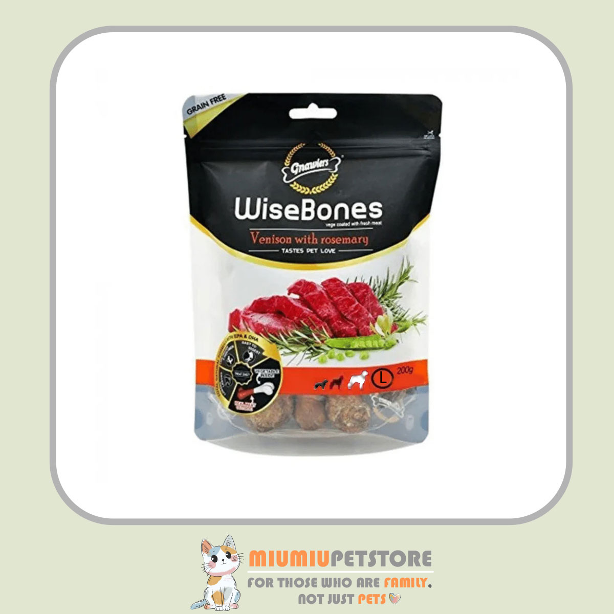 gnawlers-dog-treat-venison-rosemary-maxi-2pcs تشویقی استخوانی سگ نژاد بزرگ گناولرز با طعم گوشت گوزن و رزماری – بسته ۲ عددی