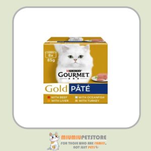 کنسرو غذای گربه گورمت با 4 طعم متفاوت Gourmet Gold Pate بسته 8 عددی