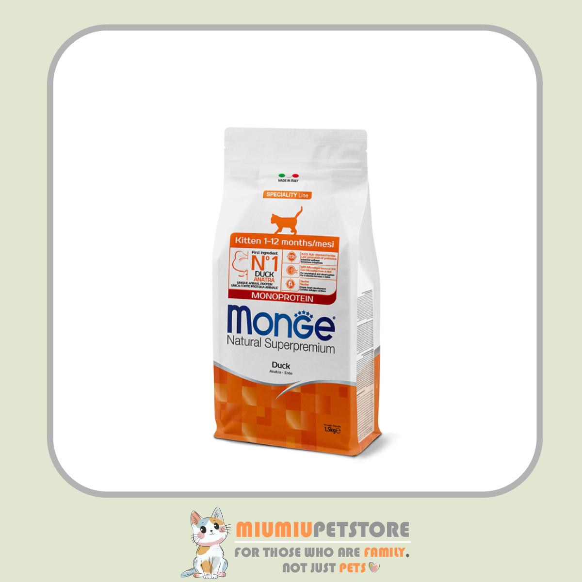 monge-kitten-food-duck-1-5kg غذای بچه گربه مونژ با طعم اردک Monge Kitten Food With Duck وزن 1.5 کیلوگرم