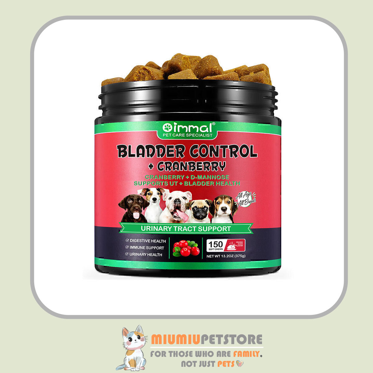 oimmal-dog-bladder-control-duck-150pcs تشویقی جویدنی اویمال مخصوص کنترل مثانه با طعم اردک پکن – بسته ۱۵۰ عددی