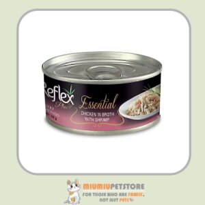 کنسرو گربه رفلکس پلاس با طعم مرغ در آب گوشت با میگو Reflex Plus Adult Cat Can Food with Chicken & Shrimp وزن 70 گرم