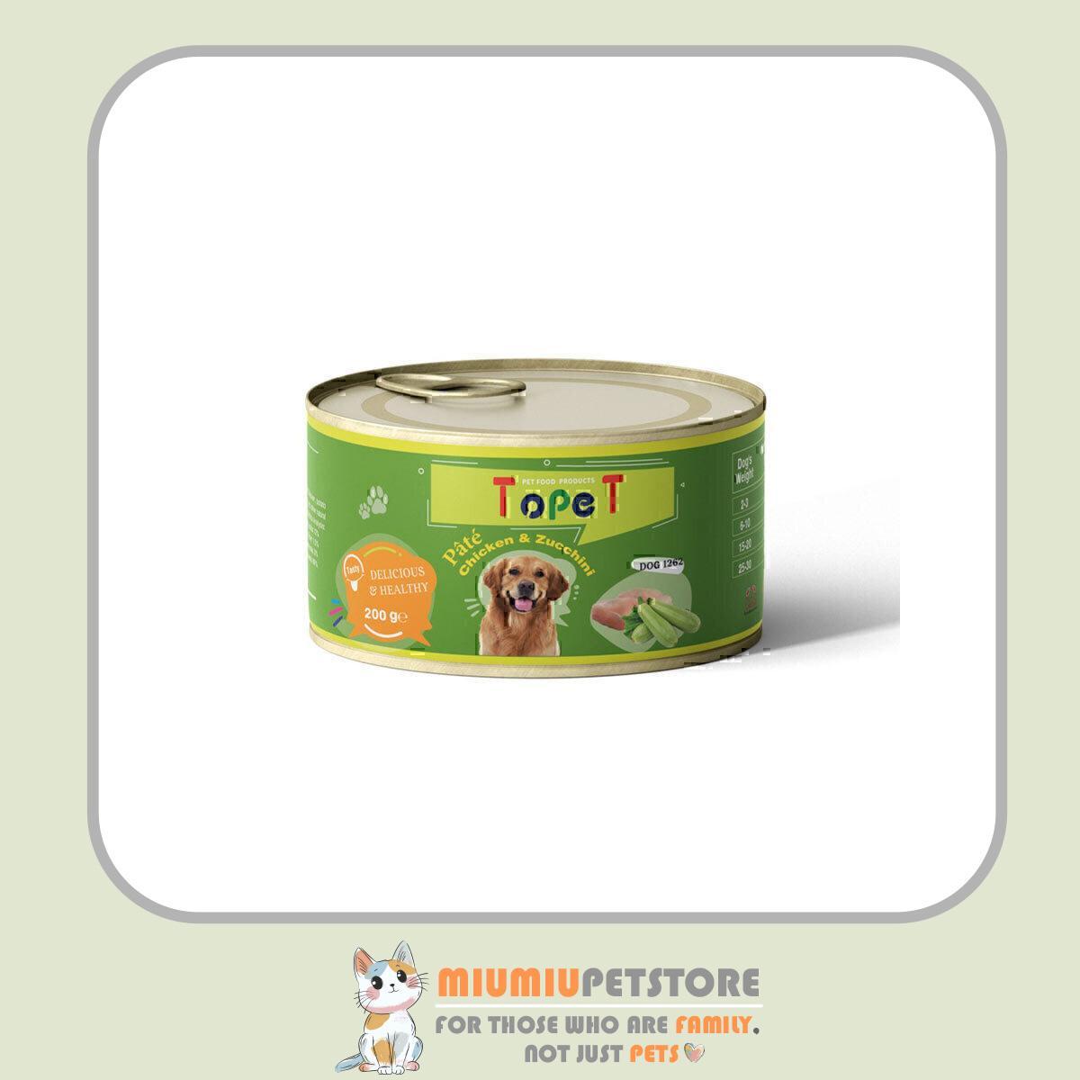 topet-dog-food-pate-chicken-zucchini-200g کنسرو غذای سگ تاپت با طعم مرغ و کدو سبز Topet Pate With Chicken & Zucchini وزن 200 گرم