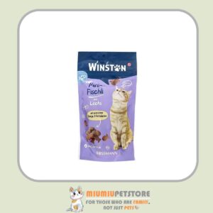 تشویقی گربه طرح ماهی وینستون با طعم سالمون Winston Mini Fish Crunchy Salmon Treats وزن 50 گرم