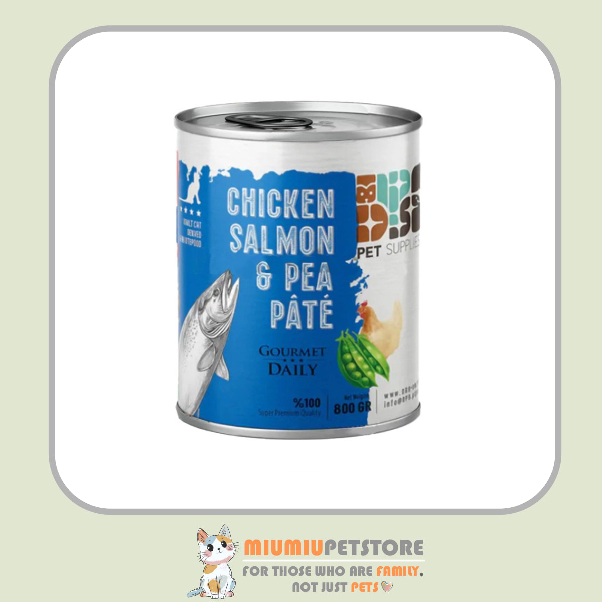 کنسرو 800گرمی مرغ و سالمون و نخودفرنگی گربه کنسرو 800گرمی مرغ و سالمون و نخودفرنگی گربه DPS